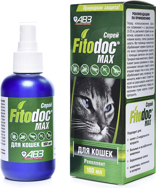 Изображение товара Спрей от блох Агроветзащита Fitodoс Max для кошек (100мл)