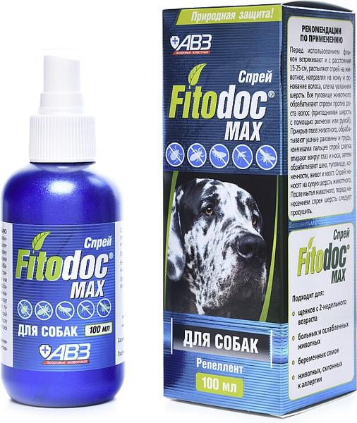 Изображение товара Спрей от блох Агроветзащита Fitodoс Max для собак (100мл)
