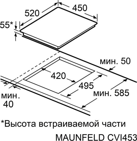 Изображение товара Индукционная варочная панель Maunfeld CVI453SBWH Lux Inverter