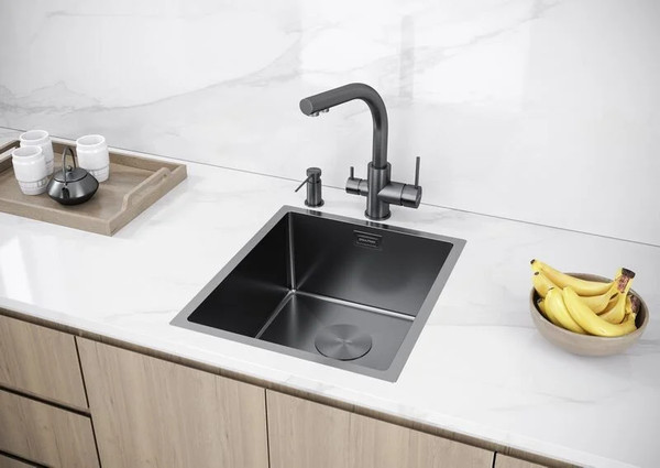 Изображение товара Мойка кухонная Paulmark PM213844-GM (черный/вороненая сталь)