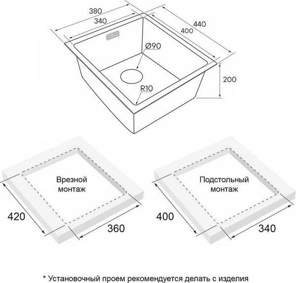 Изображение товара Мойка кухонная Paulmark PM213844-GM (черный/вороненая сталь)