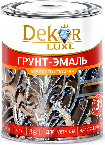 Изображение товара Грунт-эмаль Dekor 3 в 1 алкидная (1.9кг, вишневый)