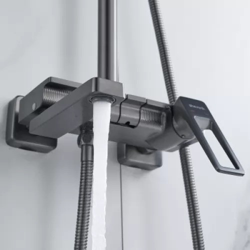 Изображение товара Душевая система со смесителем Shevanik S6826T (оружейная сталь)