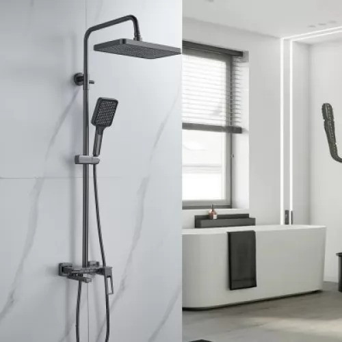 Изображение товара Душевая система со смесителем Shevanik S6826T (оружейная сталь)