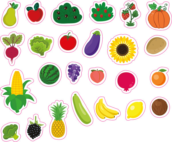 Изображение товара Развивающая книга Росмэн Фрукты и овощи. Книга с липучками, твердая обложка