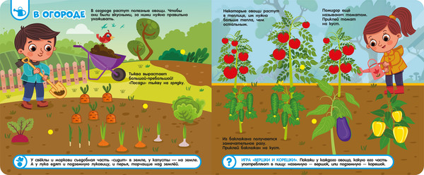 Изображение товара Развивающая книга Росмэн Фрукты и овощи. Книга с липучками, твердая обложка