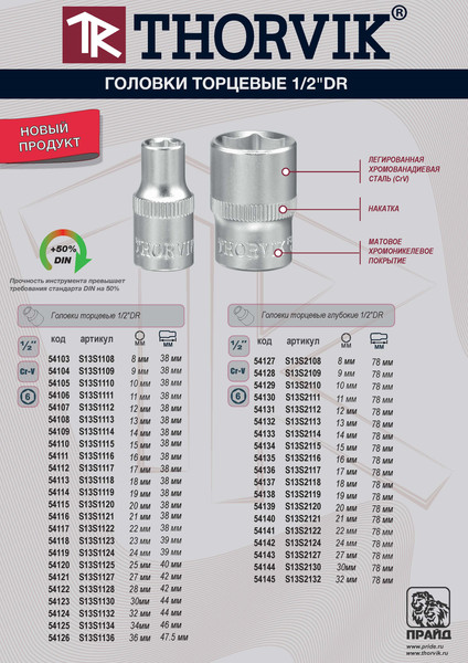 Изображение товара Головка слесарная Thorvik 15мм / S13S2115