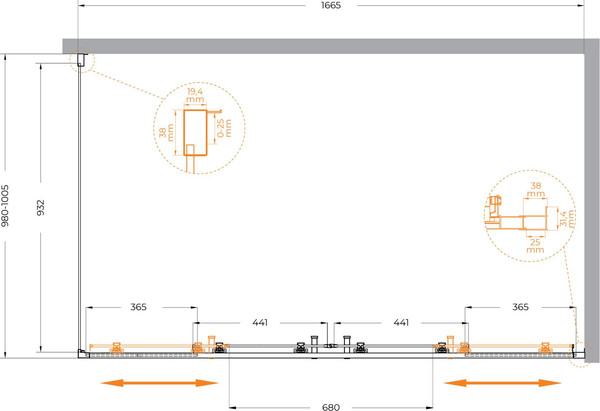 Изображение товара Душевой уголок Cezares MOLVENO-AH-2/1-170/100-C-Cr-IV
