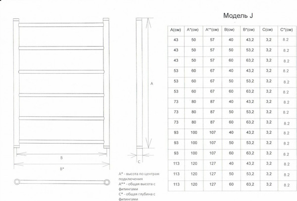 Изображение товара Полотенцесушитель водяной Двин J 60/50 (золото матовое)