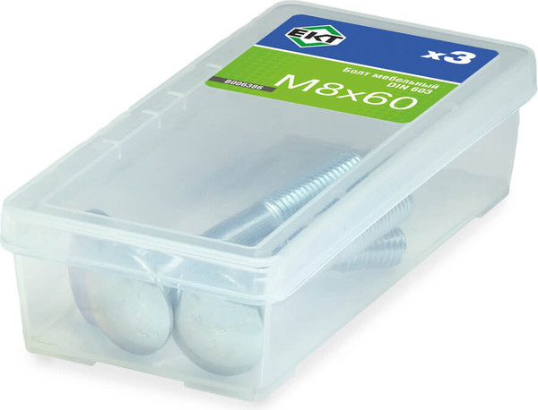 Изображение товара Болт ЕКТ Мебельный  8х 60 цинк 4.8 DIN 603 / B006386 (3шт)