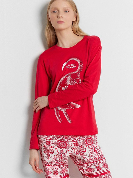 Изображение товара Пижама Mark Formelle 592510 (р.164/170-92-98, красный/новогодний орнамент)