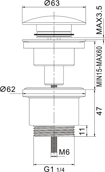Изображение товара Донный клапан Rose RS31C (белый)