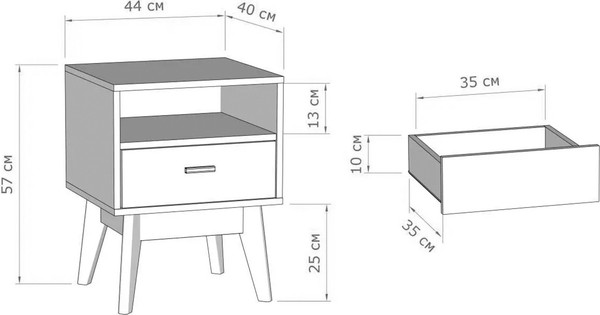 Изображение товара Прикроватная тумба Мебельград Калгари 44x40x57 (дуб натуральный светлый / белый матовый)