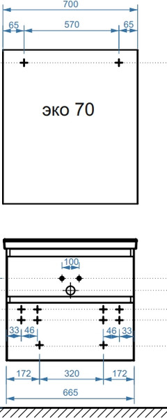 Изображение товара Тумба под умывальник Belux Киото НП 70-02 (1, белый глянцевый)