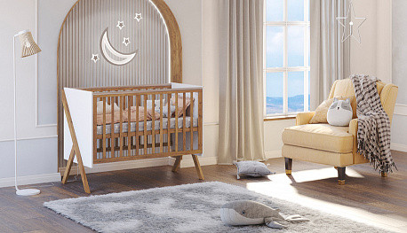 Изображение товара Детская кроватка Polini Kids Porto 1300 / 0002571.174 (белый/дуб крафт золотистый)