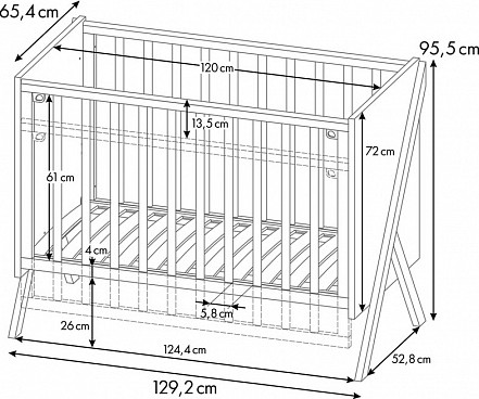 Изображение товара Детская кроватка Polini Kids Porto 1300 / 0002571.174 (белый/дуб крафт золотистый)