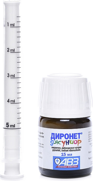 Изображение товара Суспензия от глистов Агроветзащита Диронет джуниор для щенков и котят (15мл)