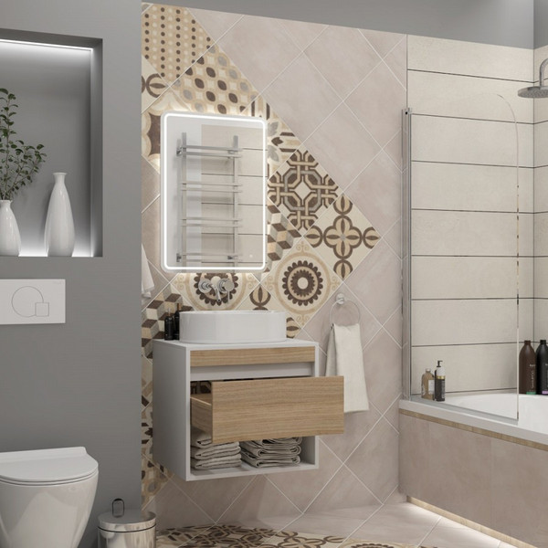 Изображение товара Тумба под умывальник Teymi Ritta 55см / T60537 (белый/дуб)