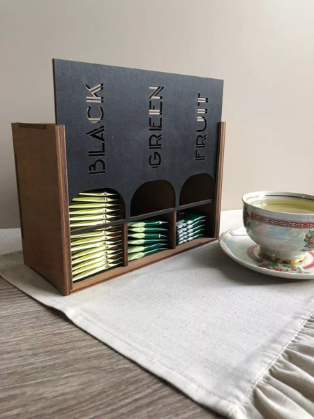 Изображение товара Органайзер для чайных пакетиков ОМурМебель Вертикальный с резкой (черный)