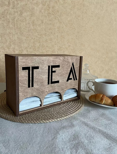 Изображение товара Органайзер для чайных пакетиков ОМурМебель Вертикальный с резкой Tea (коричневый)