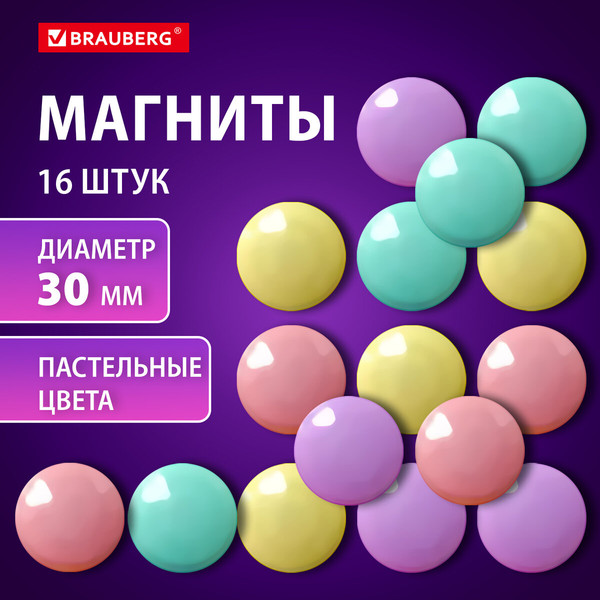 Изображение товара Набор магнитов Brauberg Pastel / 272519 (16шт)