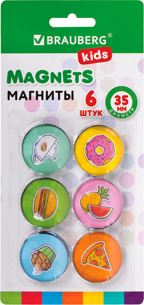 Изображение товара Набор магнитов Brauberg Kids. 3D Street Food / 272515 (6шт)