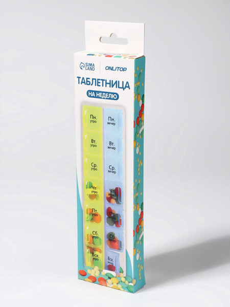 Изображение товара Таблетница Onlytop Неделька / 10547369 (желтый/голубой)