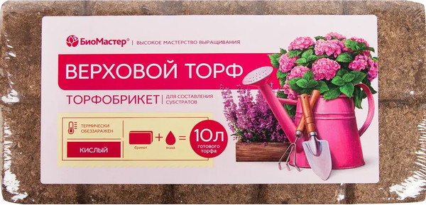 Изображение товара Грунт для растений БиоМастер Почвобрикет Верховой торф кислый (10л)