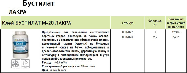Изображение товара Клей Лакра Бустилат М-20 (1кг)