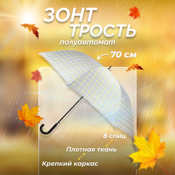 Изображение товара Зонт-трость Solmax&Home SM90595 (серый в клетку)