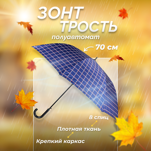 Изображение товара Зонт-трость Solmax&Home SM90596 (синий в клетку)