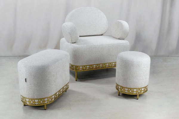 Изображение товара Банкетка Sheffilton SHT-B21-1 (серое облако/хром лак микровелюр/металл)