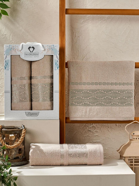 Изображение товара Набор полотенец Two Dolphins Laguna махра / 11822 (2шт, в коробке, бежевый)