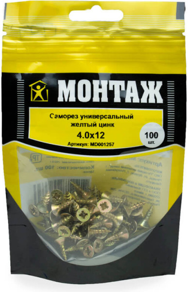 Изображение товара Саморез Монтаж Универсальный 4.0x12 / MD001257 (100шт)