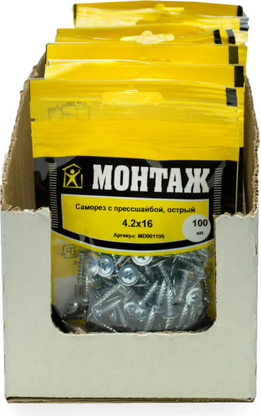 Изображение товара Саморез Монтаж С прессшайбой 4.2x16 / MD001105 (100шт)
