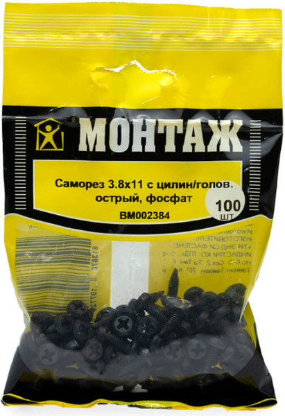 Изображение товара Саморез Монтаж С цилиндрической головкой SCO 3.8х11 / BM002384 (100шт)