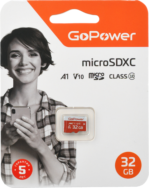 Изображение товара Карта памяти GoPower microSD 32GB Class10 UHS-I (U3) / 00-00025680 (без адаптера)