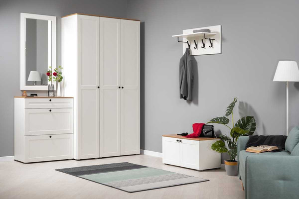 Изображение товара Шкаф-пенал Mobi Остин 13.225 (белый PE шагрень/дуб золотой Craft/белая шагрень 4101)