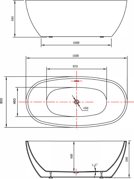 Изображение товара Ванна акриловая Lauter Eliza 150x80 / 21660150 (отдельностоящая)