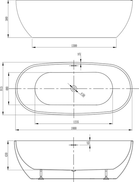 Изображение товара Ванна акриловая Lauter Lila 180x81.5 / 21660280 (отдельностоящая)