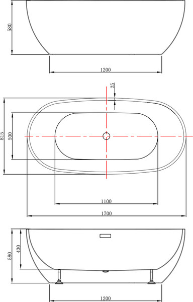 Изображение товара Ванна акриловая Lauter Lila 170x81.5 / 21660270 (отдельностоящая)