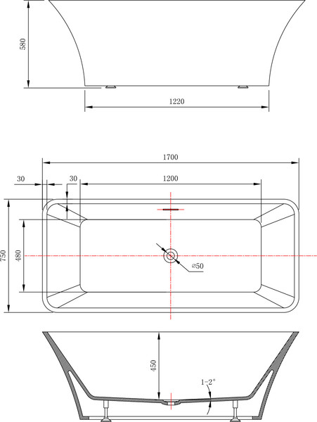 Изображение товара Ванна акриловая Lauter Esme 170x75 / 21682070 (отдельностоящая)