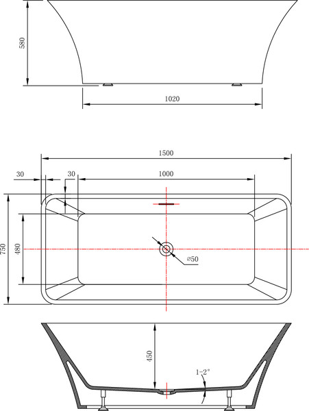Изображение товара Ванна акриловая Lauter Esme 150x75 / 21682050 (отдельностоящая)