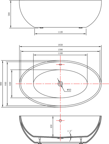 Изображение товара Ванна акриловая Lauter Tess 165x90 / 21683465 (отдельностоящая)