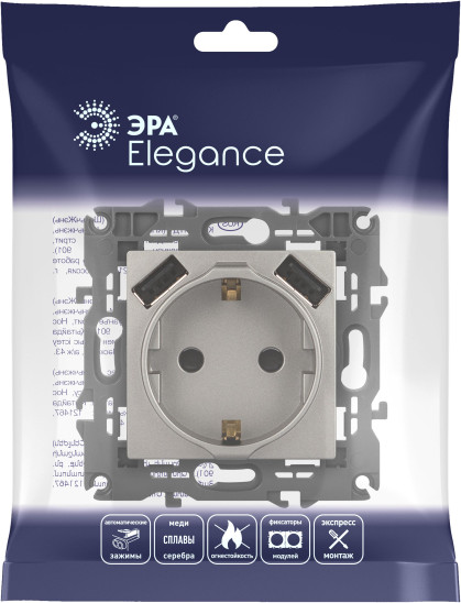 Изображение товара Розетка ЭРА Elegance 14-4109-16 / Б0065775 (титан)