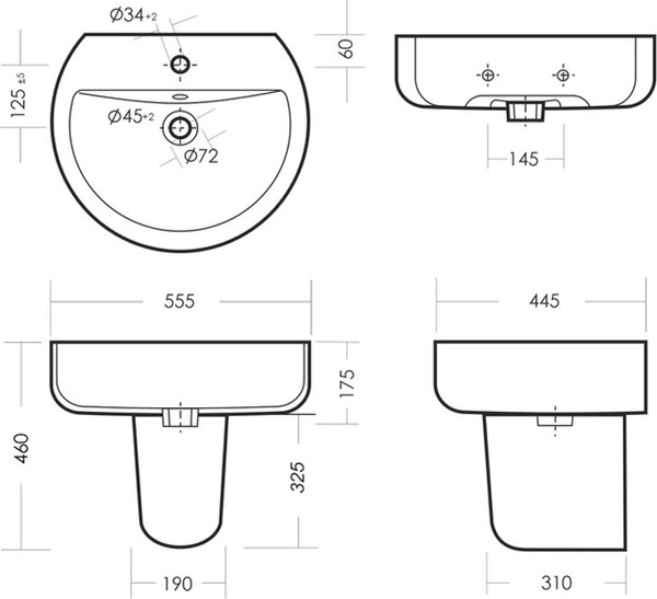 Изображение товара Умывальник Sanita Luxe Best ВКС / WB.PD/Best/55-C/WHT.G/S1