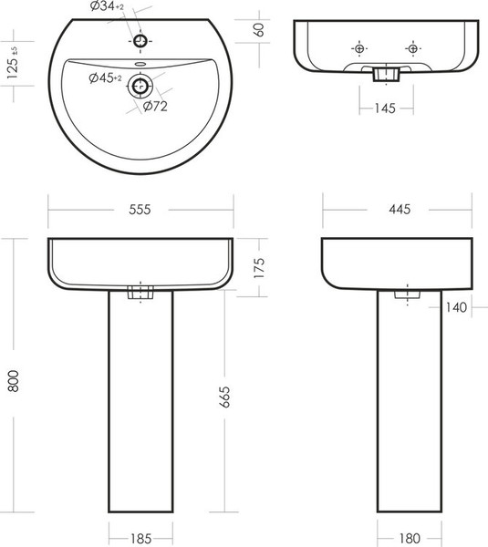 Изображение товара Умывальник Sanita Luxe Best ВКС / WB.PD/Best/55-C/WHT.G/S1