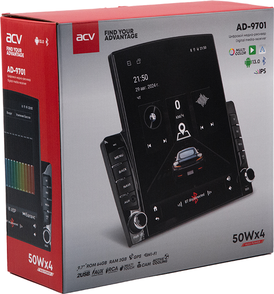 Изображение товара Бездисковая автомагнитола ACV ACV AD-9701