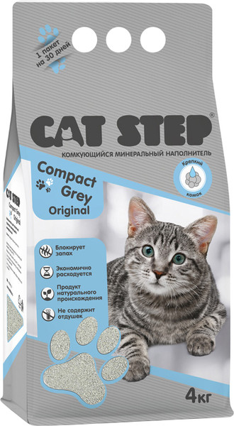 Изображение товара Наполнитель для туалета Cat Step Compact Grey Original / 20313045 (4кг)