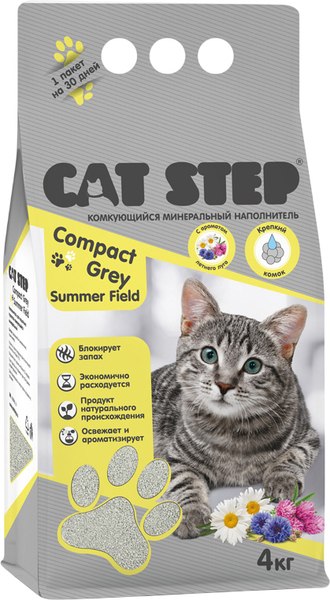 Изображение товара Наполнитель для туалета Cat Step Compact Grey Summer Field / 20313047 (4кг)